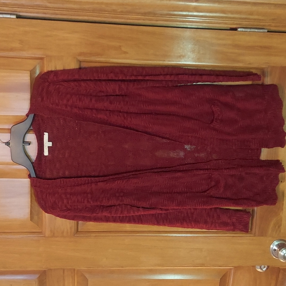 * Dreamers Burgundy Open Front Cardigan Soft Sweater, Pockets, Size M/L Like New